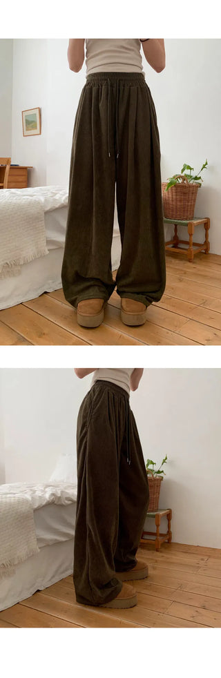 Wither Corduroy Long Wide Pintuck Pants - 4 Colors