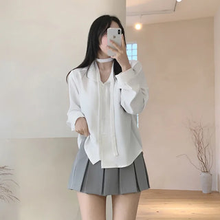 Choker string shirt blouse