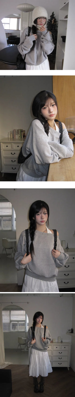 Sina One-Off Studded Sweatshirt- 2 Colors