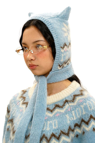 [Moromoro2] Fair Isle Mohair Cat Ear Hat