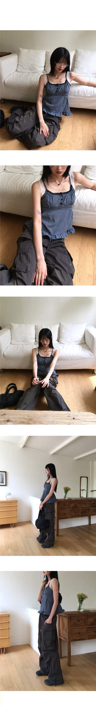 Fake two pieces of lace stacking top