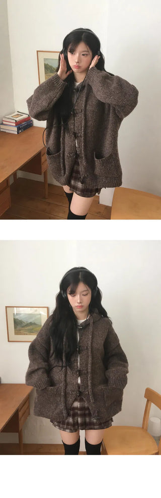 Tteokbokki Hooded Over Cardigan - 3 colors
