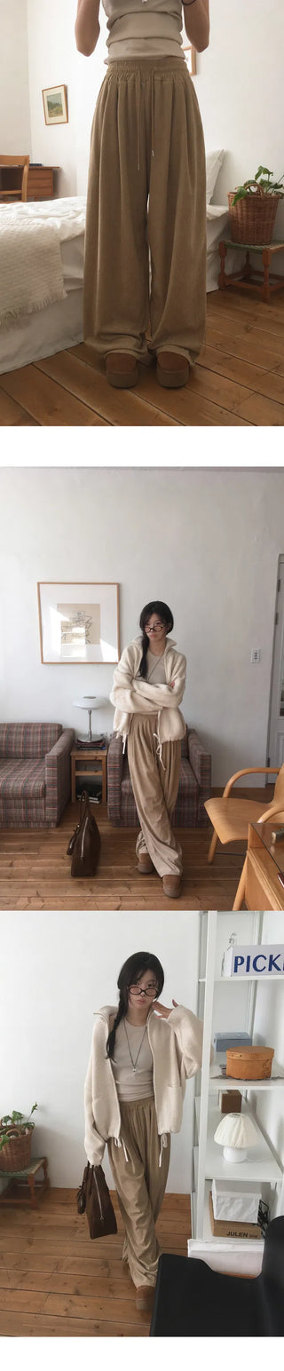 Wither Corduroy Long Wide Pintuck Pants - 4 Colors