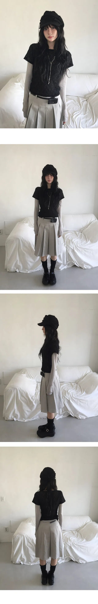 Bonnet Flower Lace Short Sleeve Layered T-shirt - 2 colors