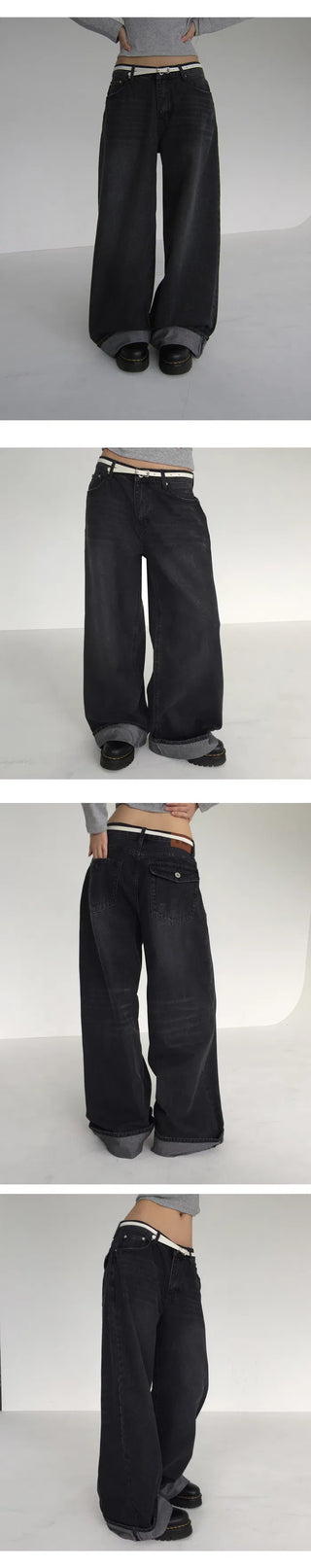 Roll-up wide Faded pants - 3 colors