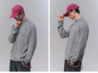[Monterest] 3A Antibacterial Grid Fleece Half-Zip Tee