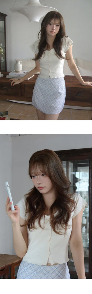 Mulan Punching Short Sleeve Cardigan - 4 Colors