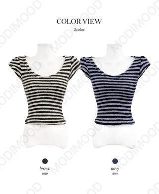 Somi Terry Striped Uniqlo Knitwear Short Sleeve - 2 Colors