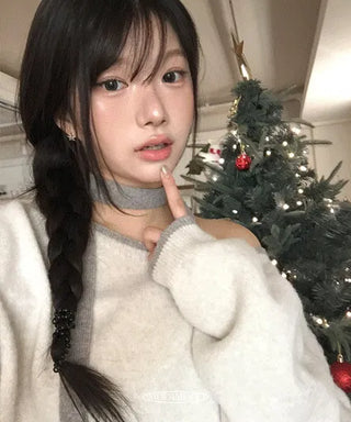 Pigmented Daily Off-Shoulder Over Wool Knitwear - 4 Colors