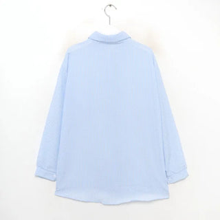 Cotton waffle striped shirt