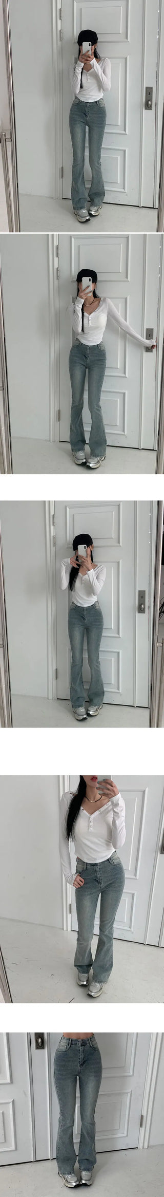 Spring planning 6-color daily Flared high-waist pt