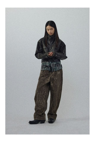 CONP Patchwork Leather Jacket (Dark Brown)