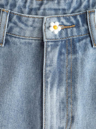 Solid Wave Trim Jean Shorts