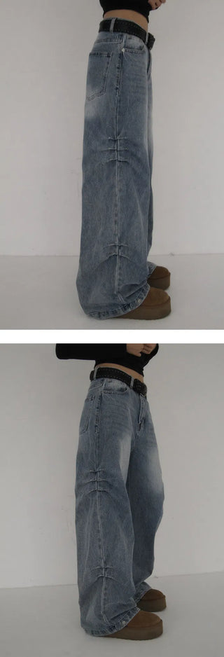 Wiki Buckle Side Pintuck Semi-Wide Pants - 3 Colors