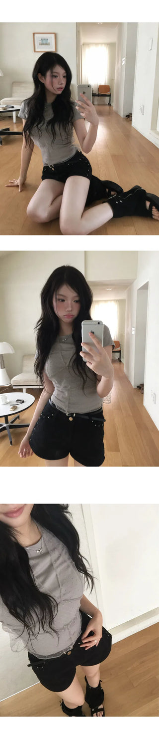 Mute Halter Short Sleeve Layered Set - 2 Colors