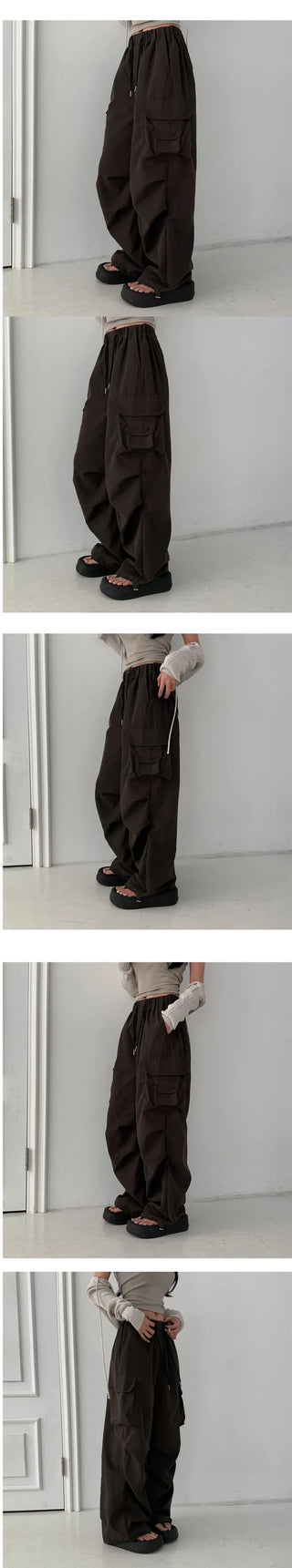 Natty Two-Pocket Wide Long Nylon Two-Way Pants - 4 Colors