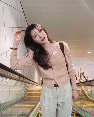 (9 colors) Washable fluffy knit cardigan