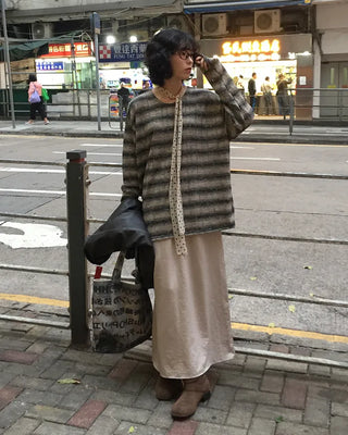 Satin long skirt