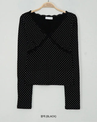 (2 colors) Dot Lace Long Sleeve T-Shirt