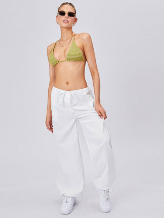 Solid Smocked Triangle Bikini Set
