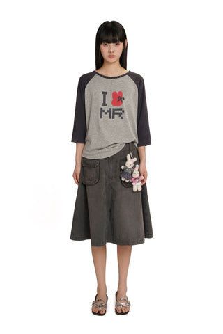 [moromoro2] Mosaic Print Raglan T-Shirt