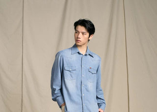[CULTUM] Washed Cotton Western Denim Shirt