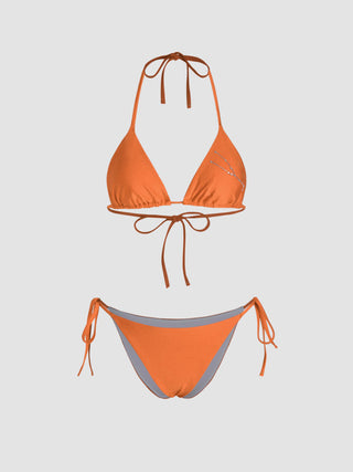 12 Zodiac Signs Rhinestone Halter Triangle Bikini Swimsuit