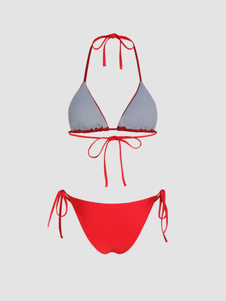 12 Zodiac Signs Rhinestone Halter Triangle Bikini Swimsuit