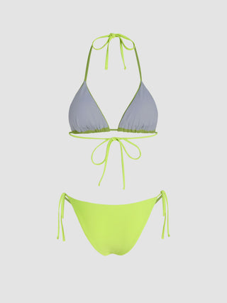 12 Zodiac Signs Rhinestone Halter Triangle Bikini Swimsuit