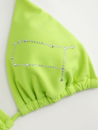 12 Zodiac Signs Rhinestone Halter Triangle Bikini Swimsuit