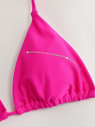 12 Zodiac Signs Rhinestone Halter Triangle Bikini Swimsuit