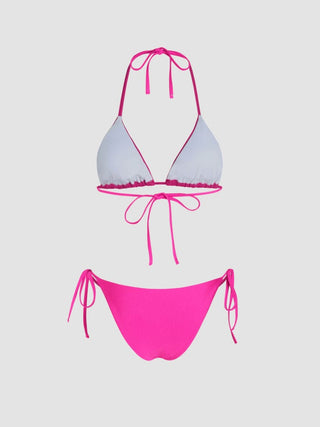 12 Zodiac Signs Rhinestone Halter Triangle Bikini Swimsuit