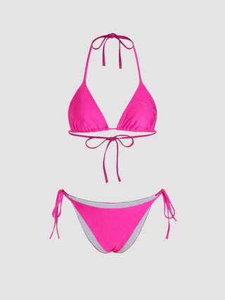 12 Zodiac Signs Rhinestone Halter Triangle Bikini Swimsuit