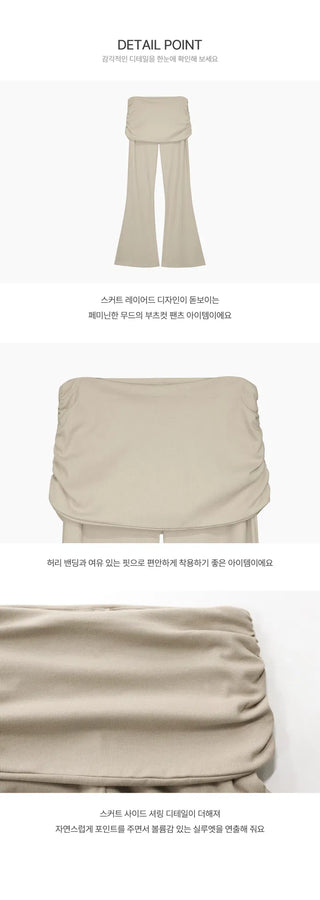 Jain Folding Shirred Flared Pants - 3 colors