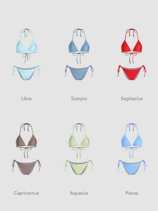 12 Zodiac Signs Rhinestone Halter Triangle Bikini Swimsuit