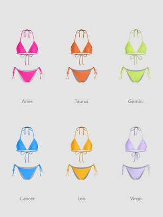 12 Zodiac Signs Rhinestone Halter Triangle Bikini Swimsuit