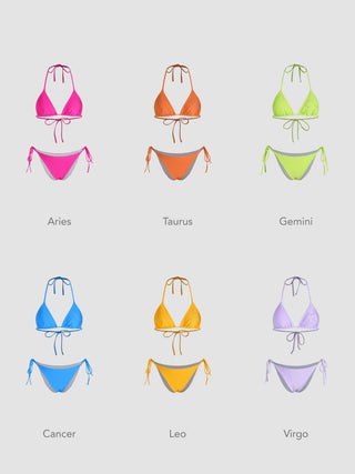 12 Zodiac Signs Rhinestone Halter Triangle Bikini Swimsuit