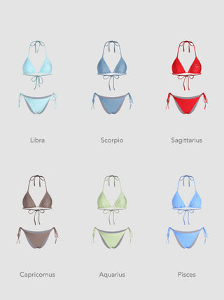 12 Zodiac Signs Rhinestone Halter Triangle Bikini Swimsuit