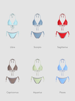 12 Zodiac Signs Rhinestone Halter Triangle Bikini Swimsuit