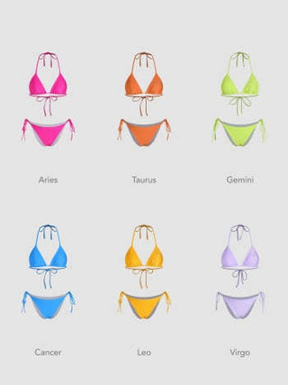 12 Zodiac Signs Rhinestone Halter Triangle Bikini Swimsuit