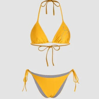 12 Zodiac Signs Rhinestone Halter Triangle Bikini Swimsuit