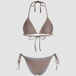 12 Zodiac Signs Rhinestone Halter Triangle Bikini Swimsuit