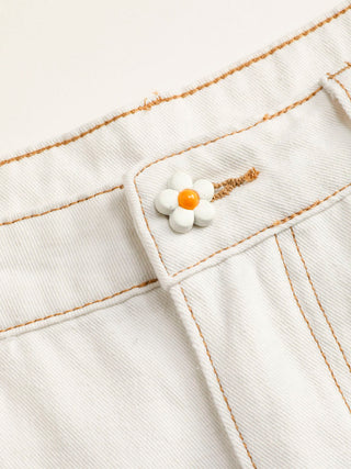 Solid Wave Trim Jean Shorts