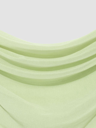 Mesh Ruffle Hem Maxi Dress
