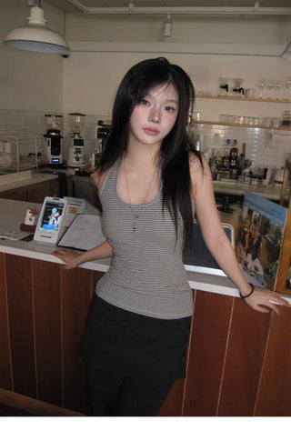 Inu Halter Striped Sleeveless with Line - 3 colors
