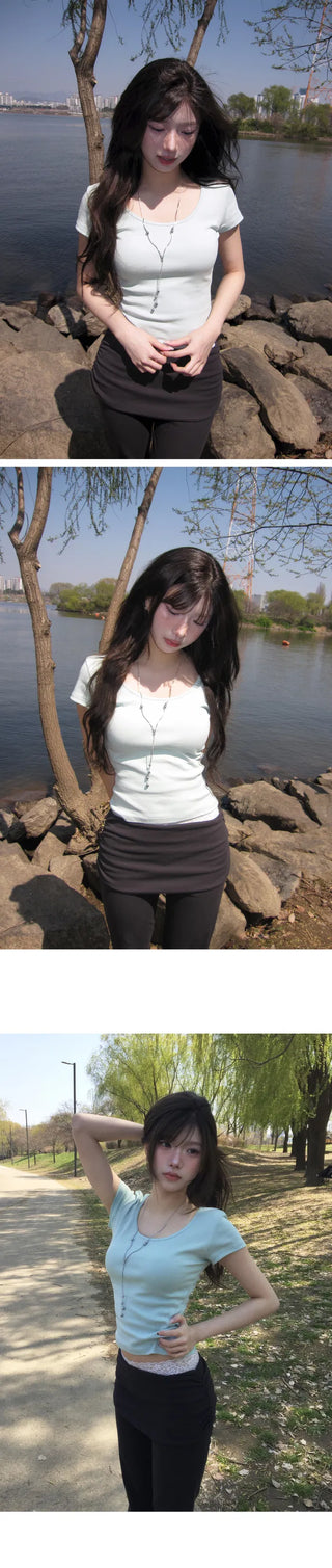 MOMU BASIC U-neck Short Sleeve T-shirt - 5 colors