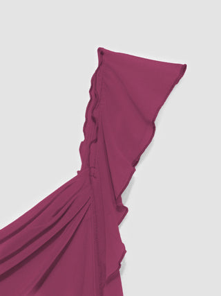 Mesh Ruffle Hem Maxi Dress