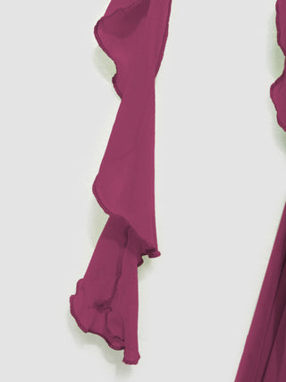 Mesh Ruffle Hem Maxi Dress
