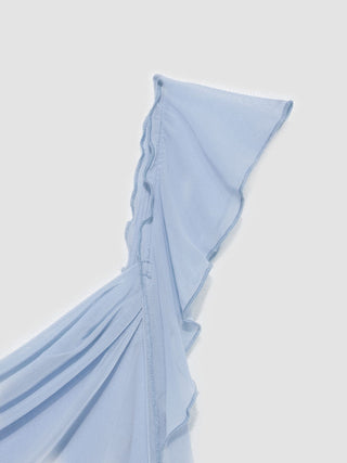 Mesh Ruffle Hem Maxi Dress