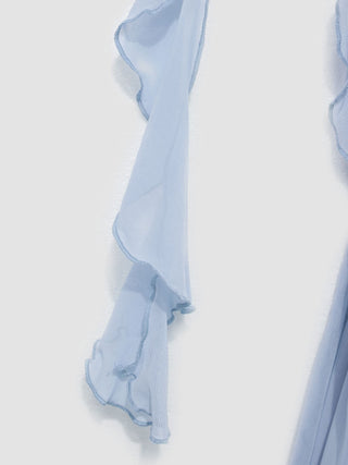 Mesh Ruffle Hem Maxi Dress